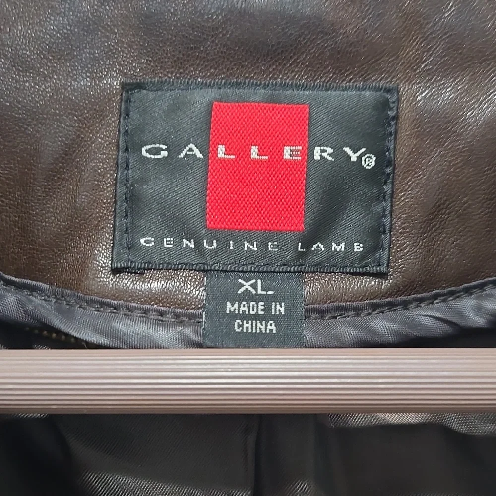 Vintage Gallery genuine lamb leather chocolate brown button down jacket coat XL